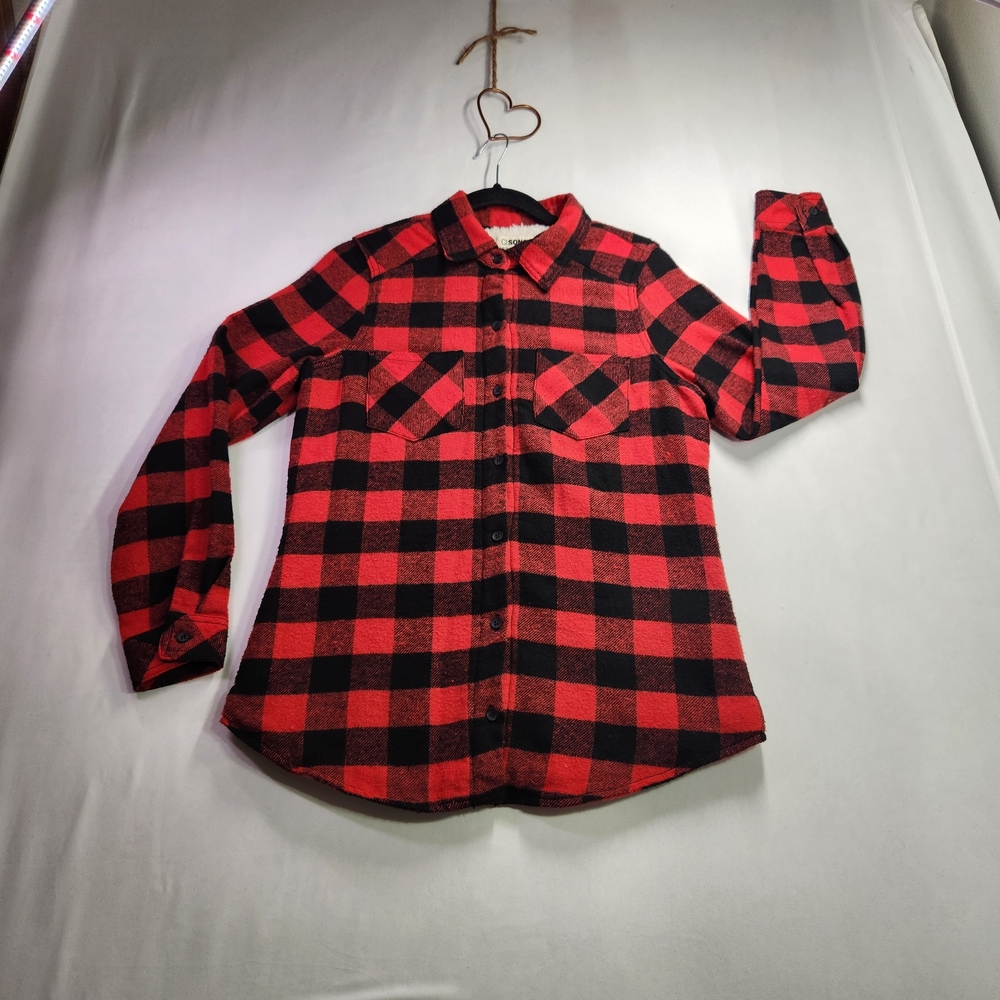⭐️Cisono Women’s Red & Black Plaid Flannel – Sm | Cozy Faux Sherpa Lined Jacket